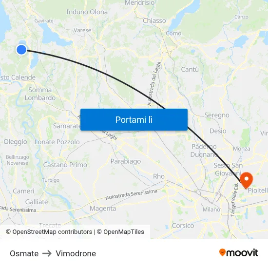 Osmate to Vimodrone map