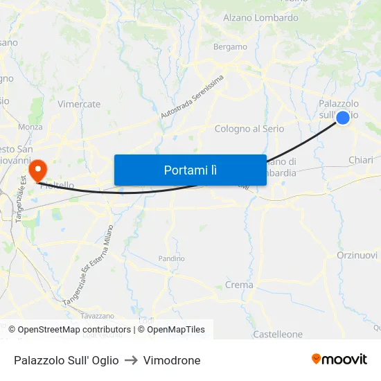 Palazzolo Sull' Oglio to Vimodrone map