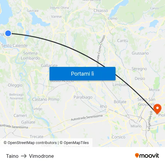 Taino to Vimodrone map