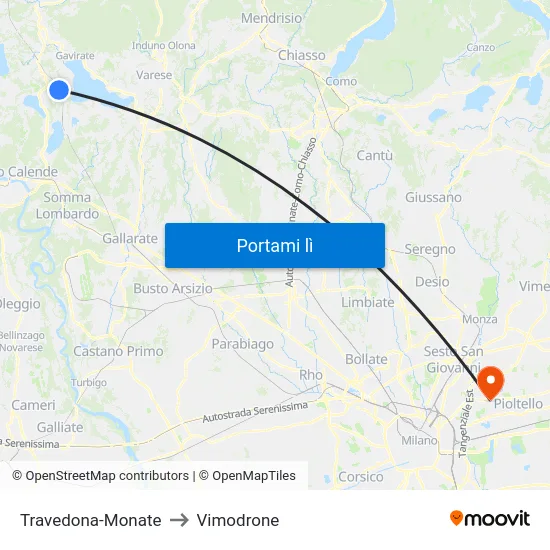 Travedona-Monate to Vimodrone map