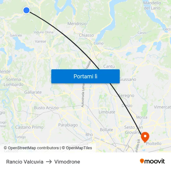 Rancio Valcuvia to Vimodrone map