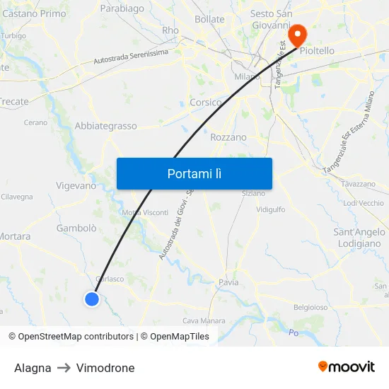Alagna to Vimodrone map