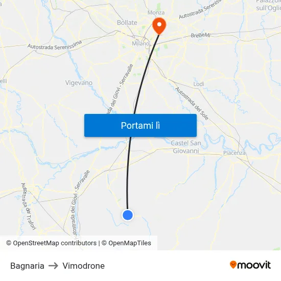 Bagnaria to Vimodrone map