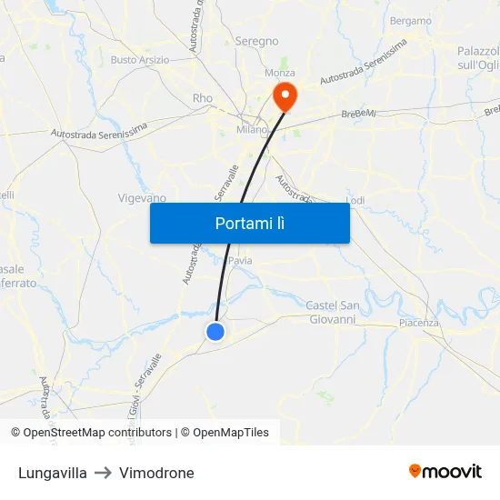 Lungavilla to Vimodrone map