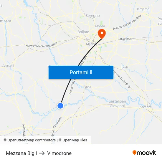 Mezzana Bigli to Vimodrone map