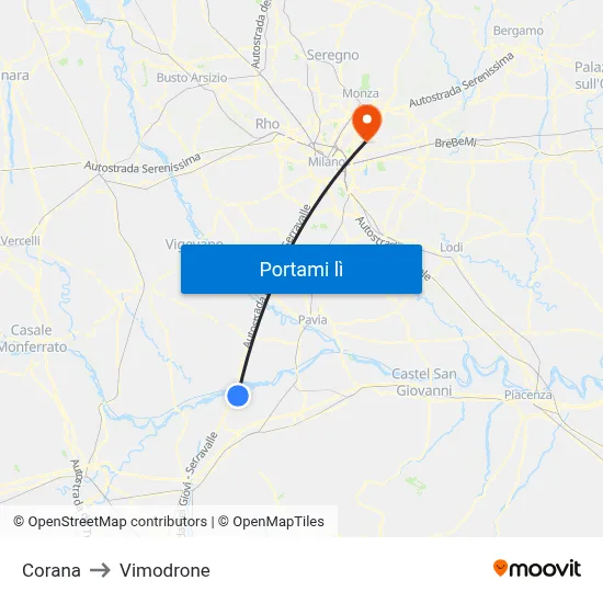 Corana to Vimodrone map