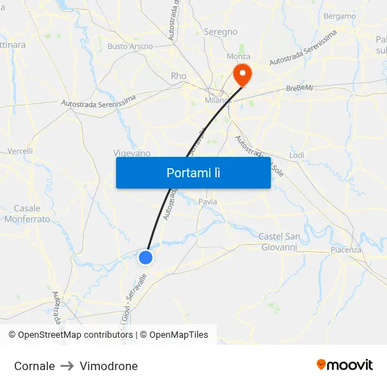 Cornale to Vimodrone map