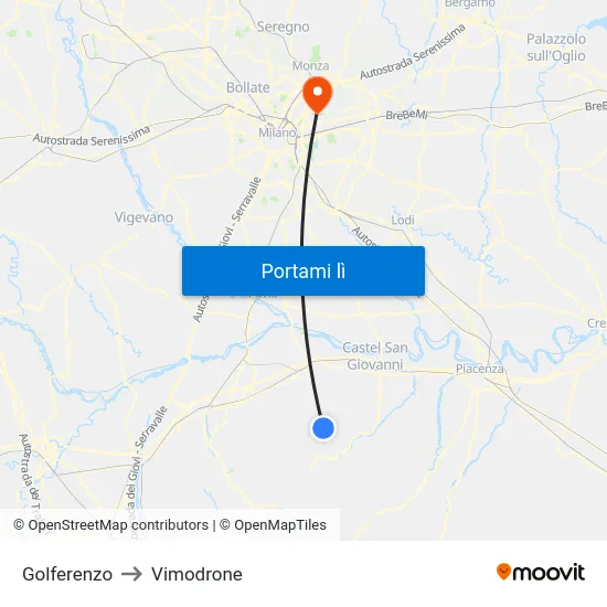 Golferenzo to Vimodrone map