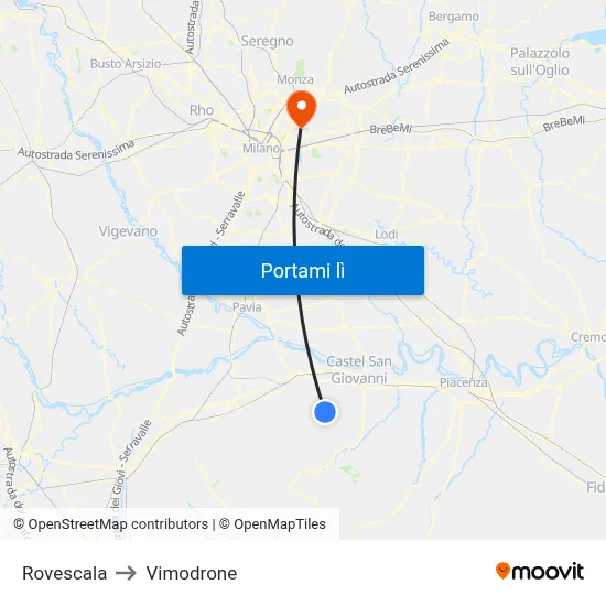 Rovescala to Vimodrone map