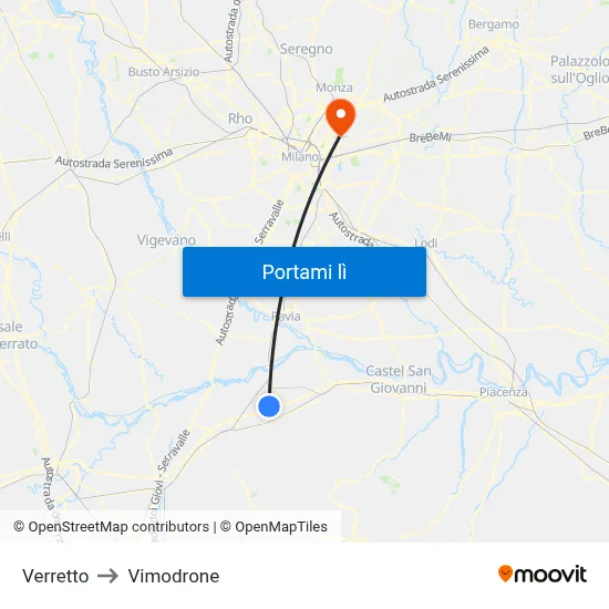 Verretto to Vimodrone map