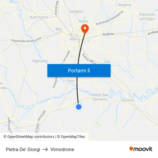 Pietra De' Giorgi to Vimodrone map