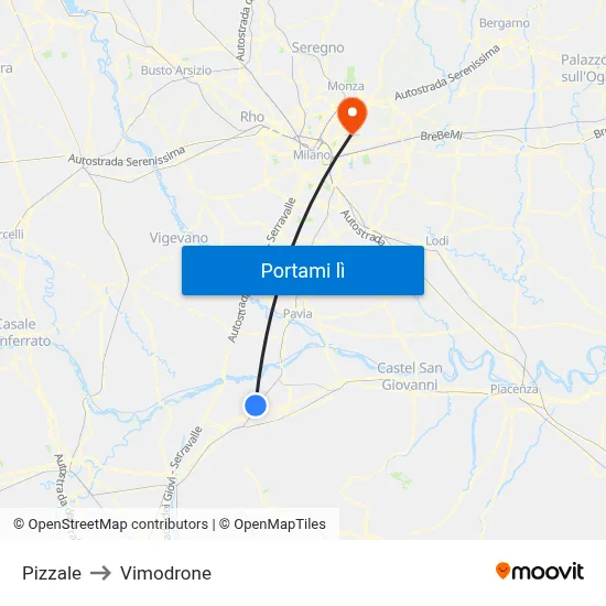 Pizzale to Vimodrone map