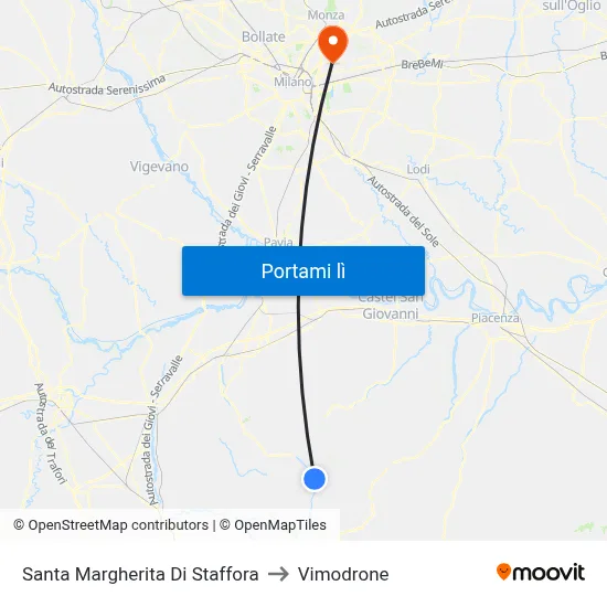 Santa Margherita Di Staffora to Vimodrone map