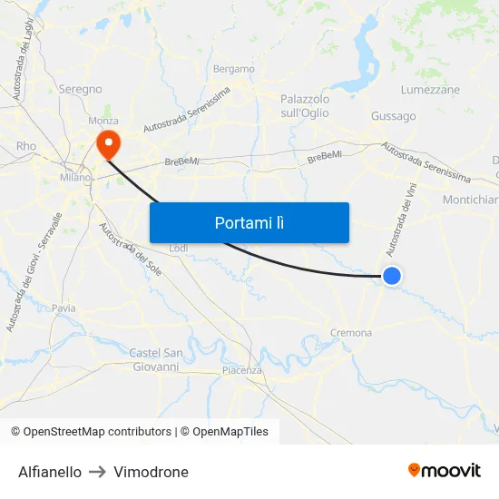Alfianello to Vimodrone map