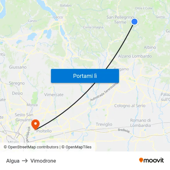Algua to Vimodrone map