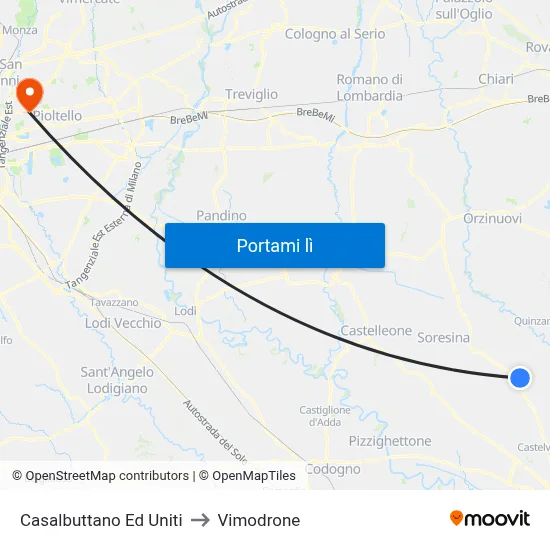 Casalbuttano Ed Uniti to Vimodrone map