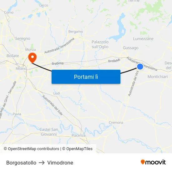 Borgosatollo to Vimodrone map