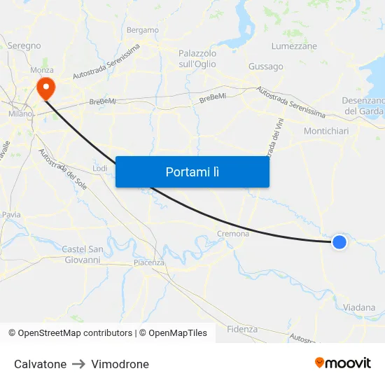Calvatone to Vimodrone map