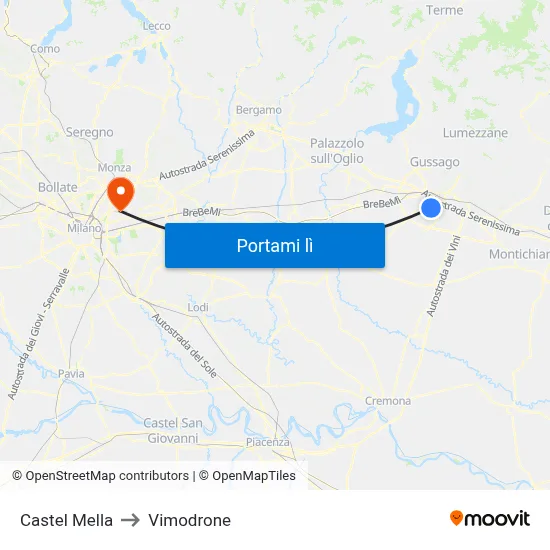 Castel Mella to Vimodrone map