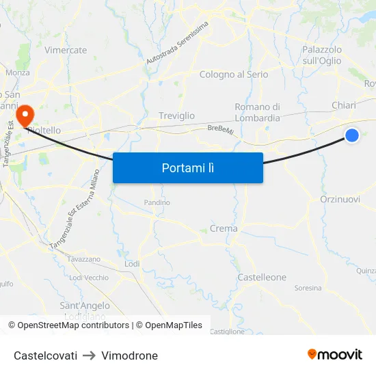 Castelcovati to Vimodrone map