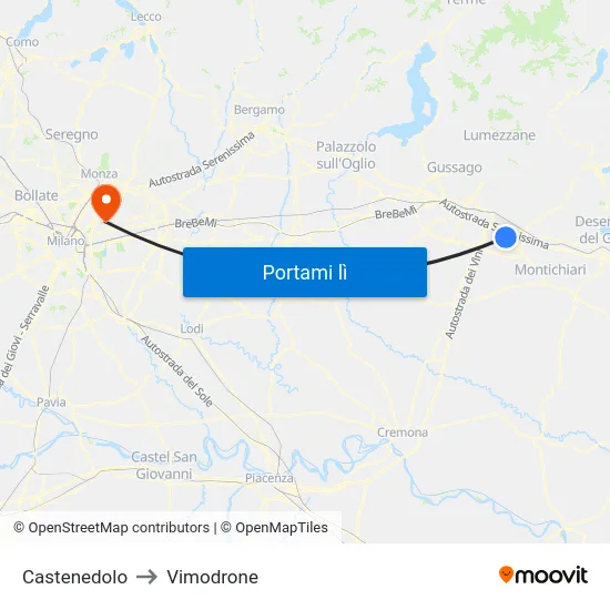 Castenedolo to Vimodrone map
