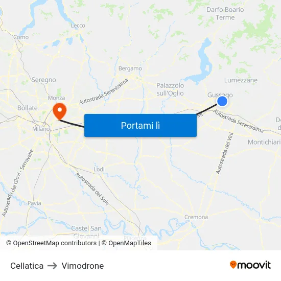 Cellatica to Vimodrone map