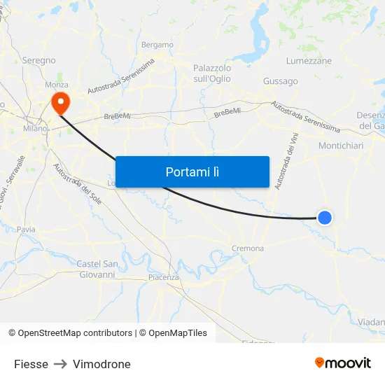 Fiesse to Vimodrone map
