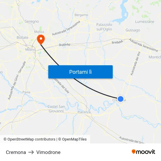 Cremona to Vimodrone map