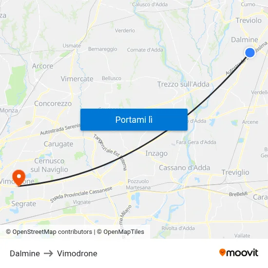 Dalmine to Vimodrone map