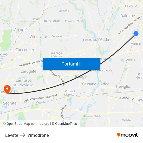 Levate to Vimodrone map
