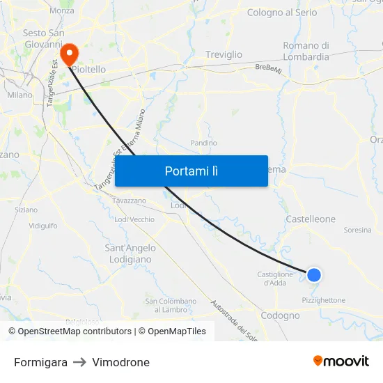 Formigara to Vimodrone map
