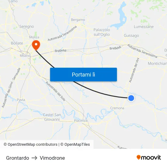 Grontardo to Vimodrone map