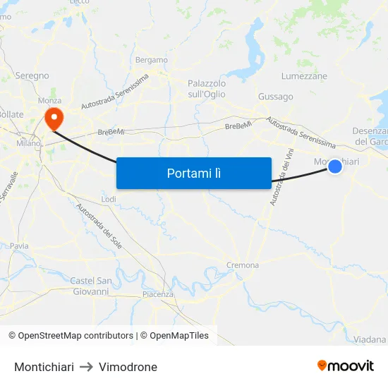 Montichiari to Vimodrone map