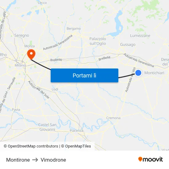 Montirone to Vimodrone map