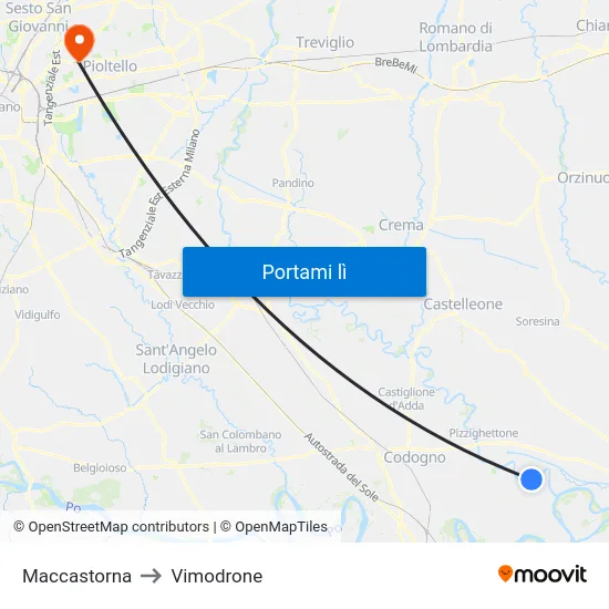 Maccastorna to Vimodrone map