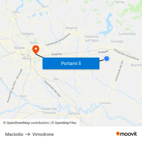 Maclodio to Vimodrone map