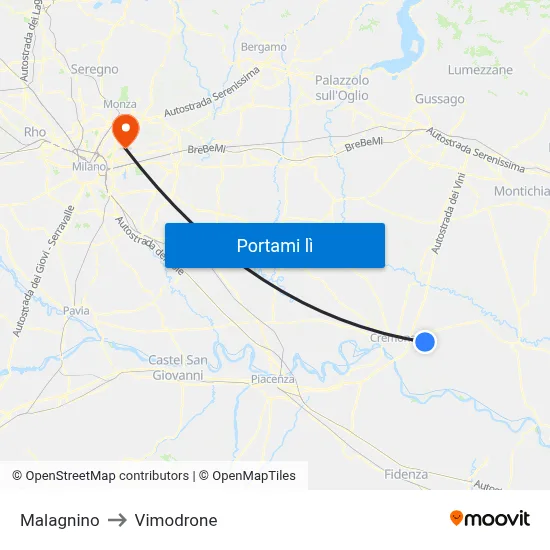Malagnino to Vimodrone map