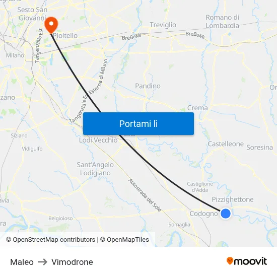 Maleo to Vimodrone map