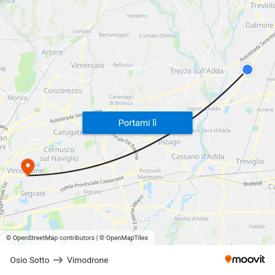 Osio Sotto to Vimodrone map