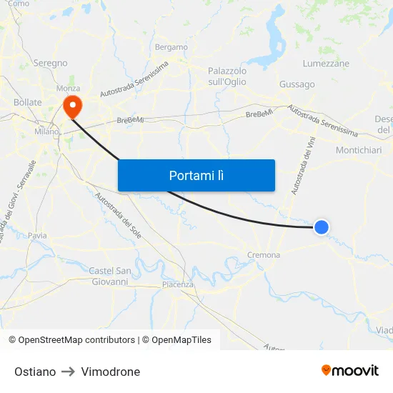 Ostiano to Vimodrone map