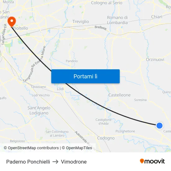 Paderno Ponchielli to Vimodrone map