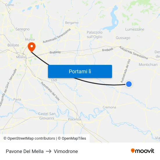 Pavone Del Mella to Vimodrone map