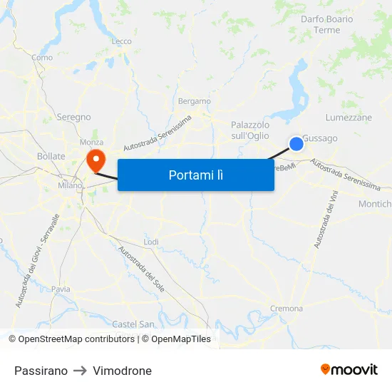 Passirano to Vimodrone map