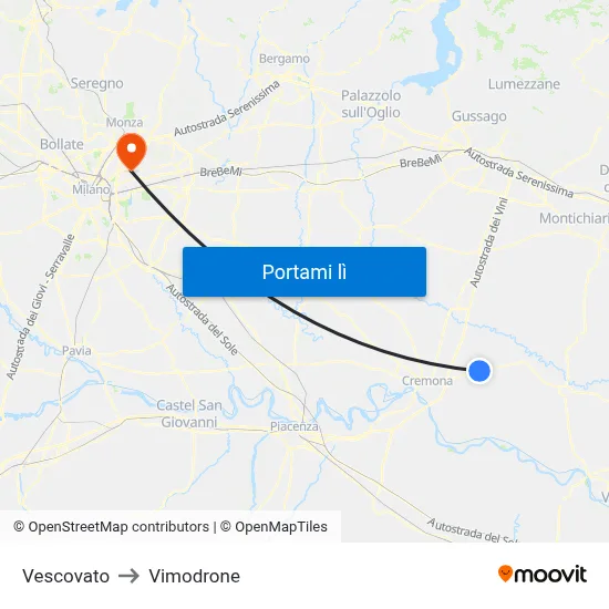 Vescovato to Vimodrone map