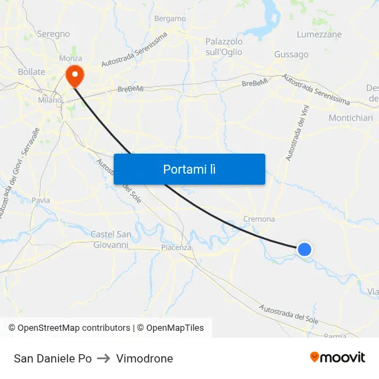 San Daniele Po to Vimodrone map