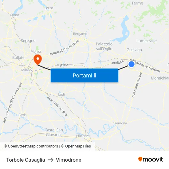 Torbole Casaglia to Vimodrone map