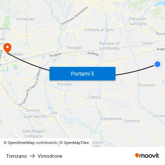 Trenzano to Vimodrone map
