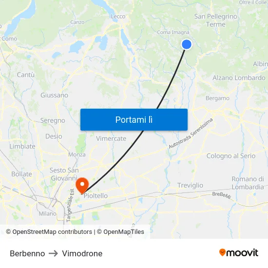 Berbenno to Vimodrone map