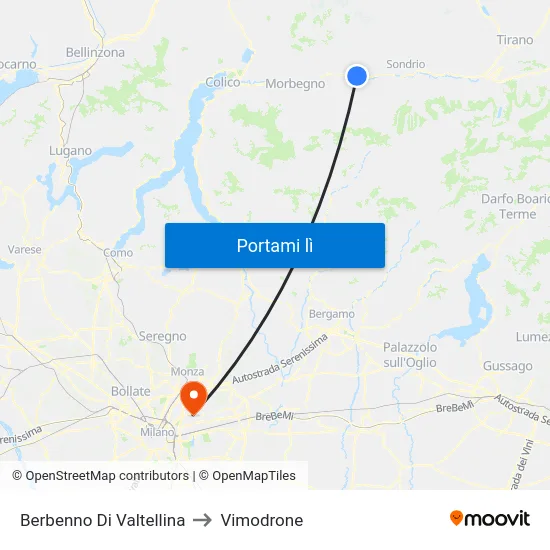 Berbenno Di Valtellina to Vimodrone map