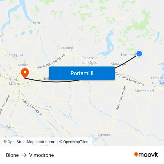 Bione to Vimodrone map